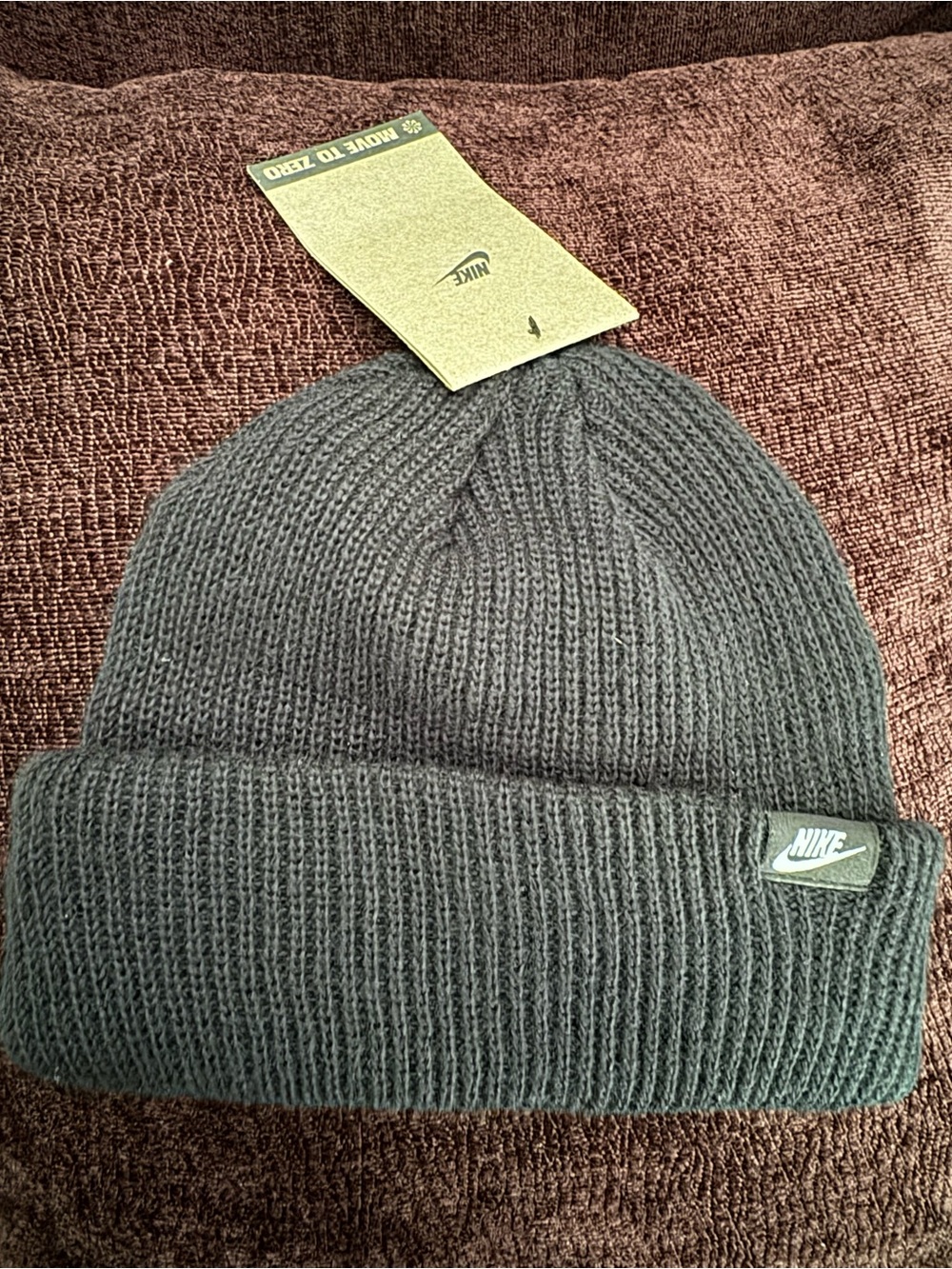 Nike Black Ribbed Knit Cuffed Beanie